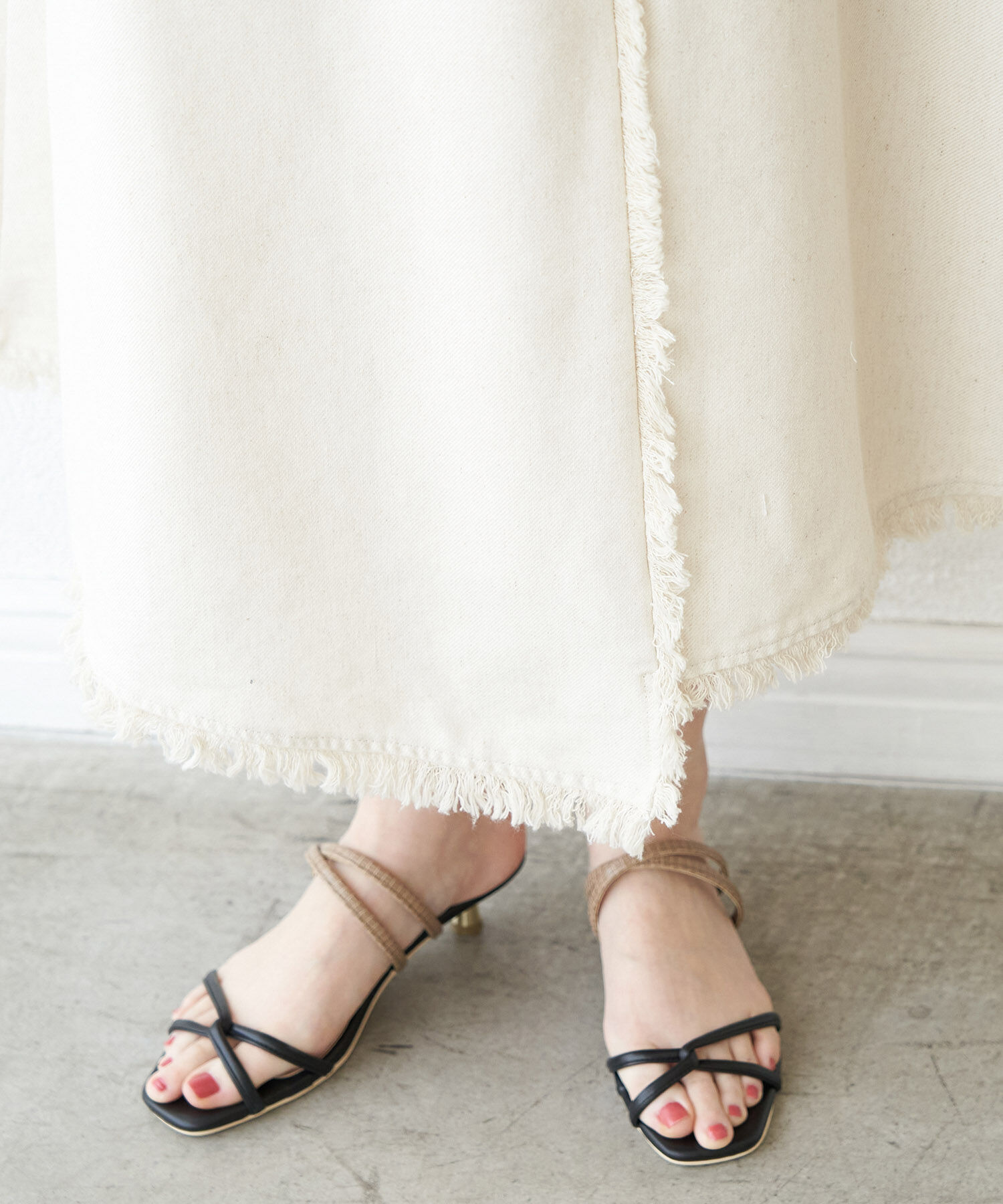 Rope&rsquo;Picnic「麻混フリンジフレアスカート」|スカート|