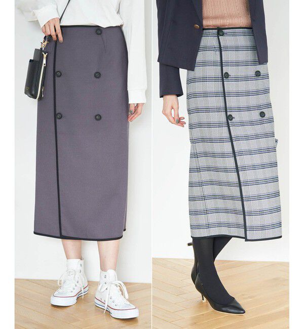 Rope&rsquo;Picnic「チェック＆無地リバーシブルスカート」|スカート|