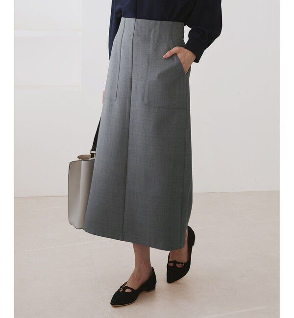 Rope&rsquo;Picnic「フロントポケットアイラインスカート」|スカート|チャコール(06)