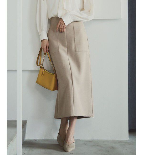Rope&rsquo;Picnic「フロントポケットアイラインスカート」|スカート|ベージュ(27)