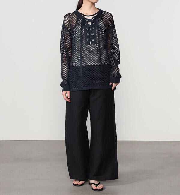  「ADAWAS | メッシュ レースアップトップス WOMEN」|ニット・セーター|
