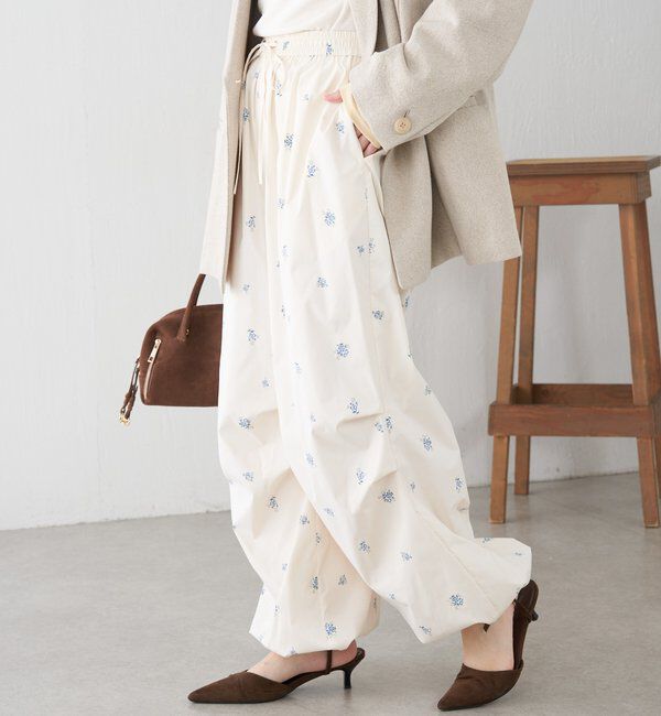  「小花柄パラシュートパンツ」|チノ|