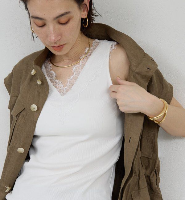  「Vレースリブタンク」|Tシャツ・カットソー|