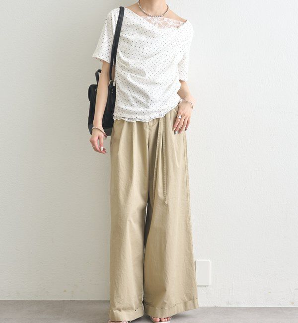  「レースドッキングオフショル半袖Tシャツ」|Tシャツ・カットソー|