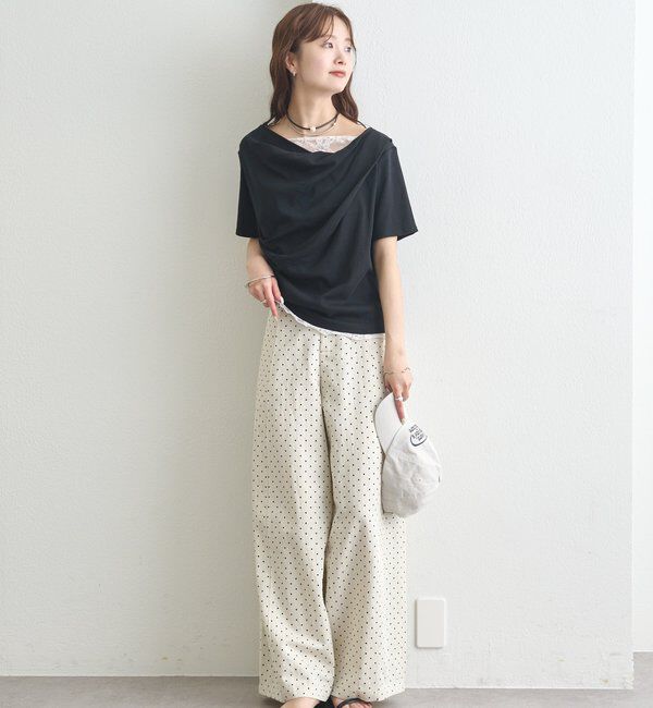  「レースドッキングオフショル半袖Tシャツ」|Tシャツ・カットソー|