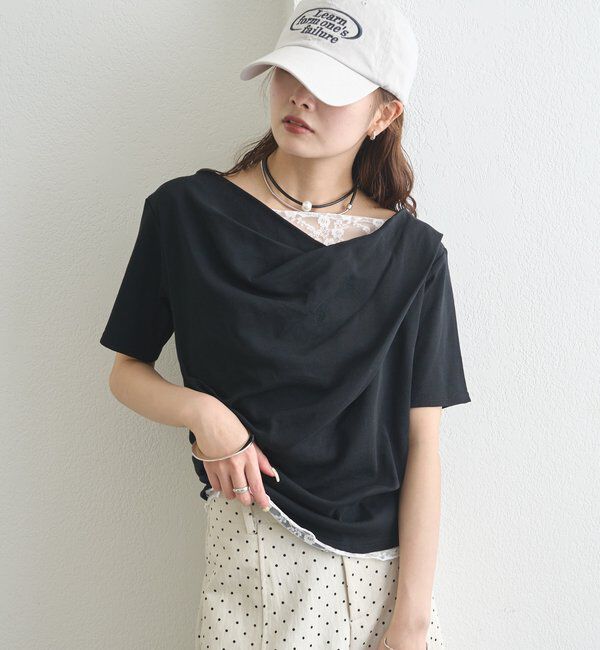  「レースドッキングオフショル半袖Tシャツ」|Tシャツ・カットソー|