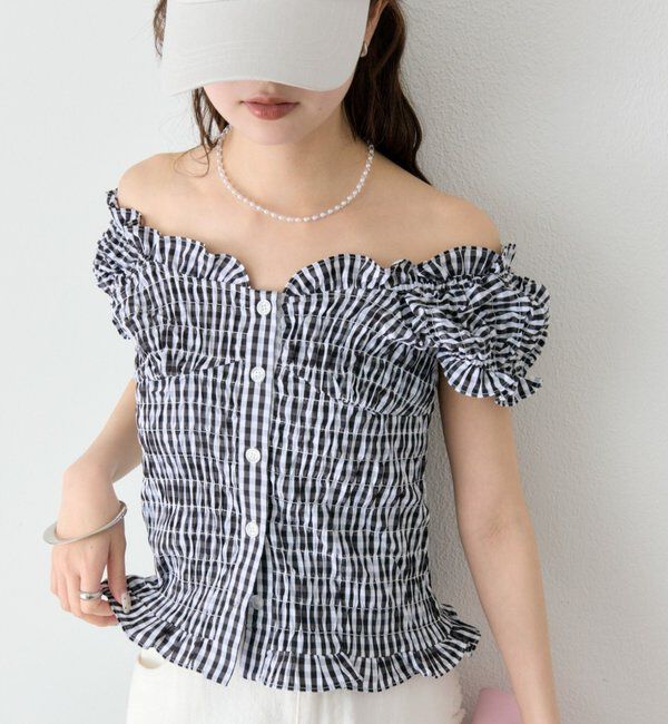  「シャーリングフレンチブラウス」|シャツ・ブラウス|ブラック