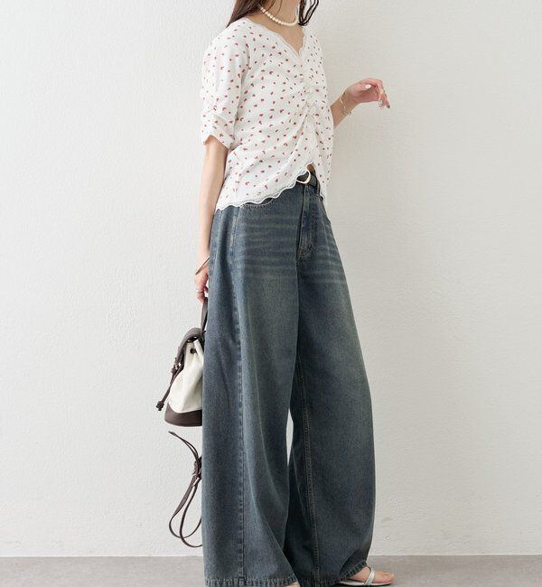  「半袖ギャザーリブカーディガン」|Tシャツ・カットソー|