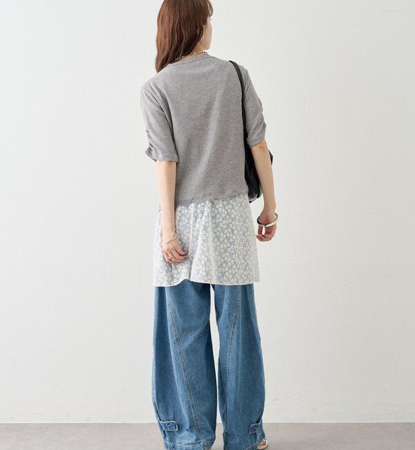  「半袖ギャザーリブカーディガン」|Tシャツ・カットソー|