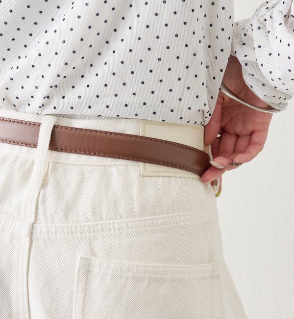  「ベルト付きカーブワイドデニム」|デニム|