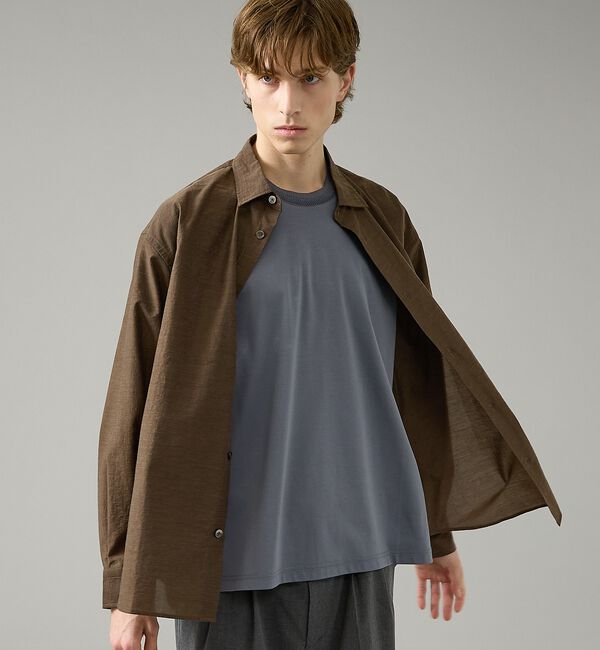 ABAHOUSE「KNIT COLLAR コットンポンチ クルーネック半袖Tシャツ / リラックス」|Tシャツ・カットソー|