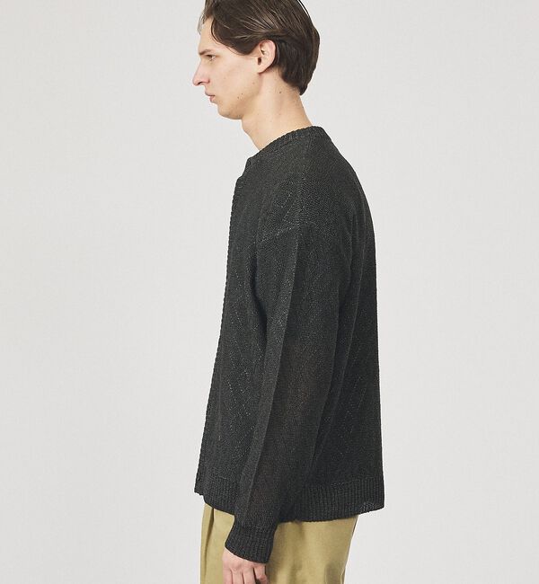 ABAHOUSE「ドライタッチ ペーパーライク クルーネックカーディガン」|カーディガン|