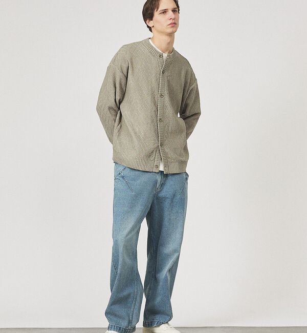 ABAHOUSE「ドライタッチ ペーパーライク クルーネックカーディガン」|カーディガン|