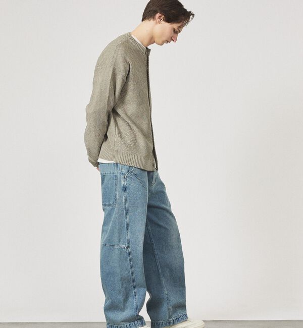 ABAHOUSE「ドライタッチ ペーパーライク クルーネックカーディガン」|カーディガン|