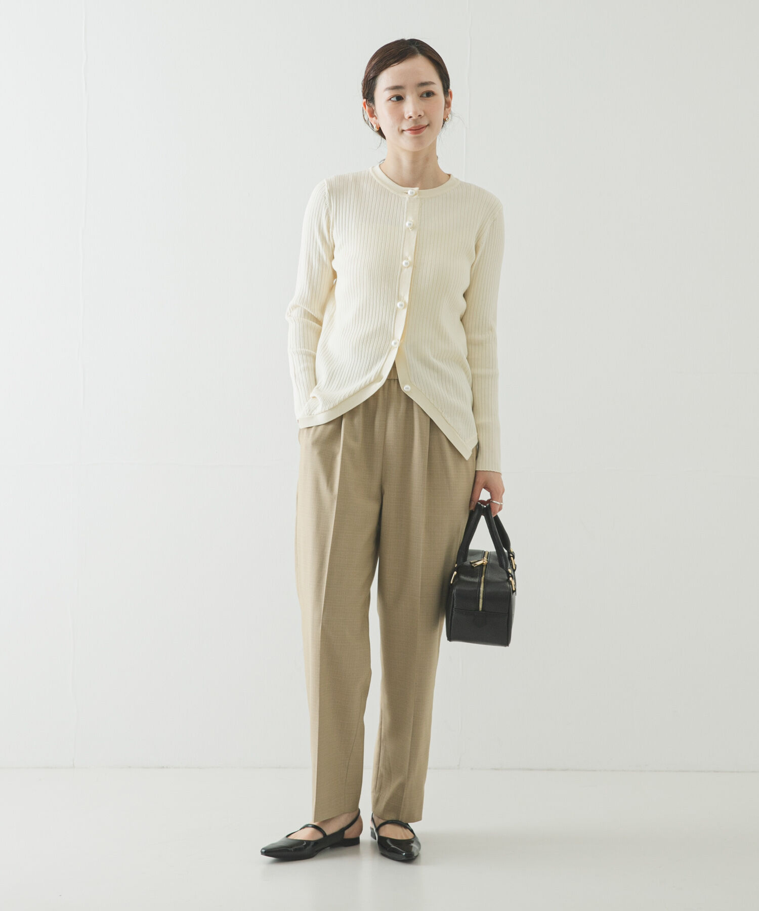 URBAN RESEARCH「『WEB限定』パールボタンワイドリブカーディガン」|カーディガン|