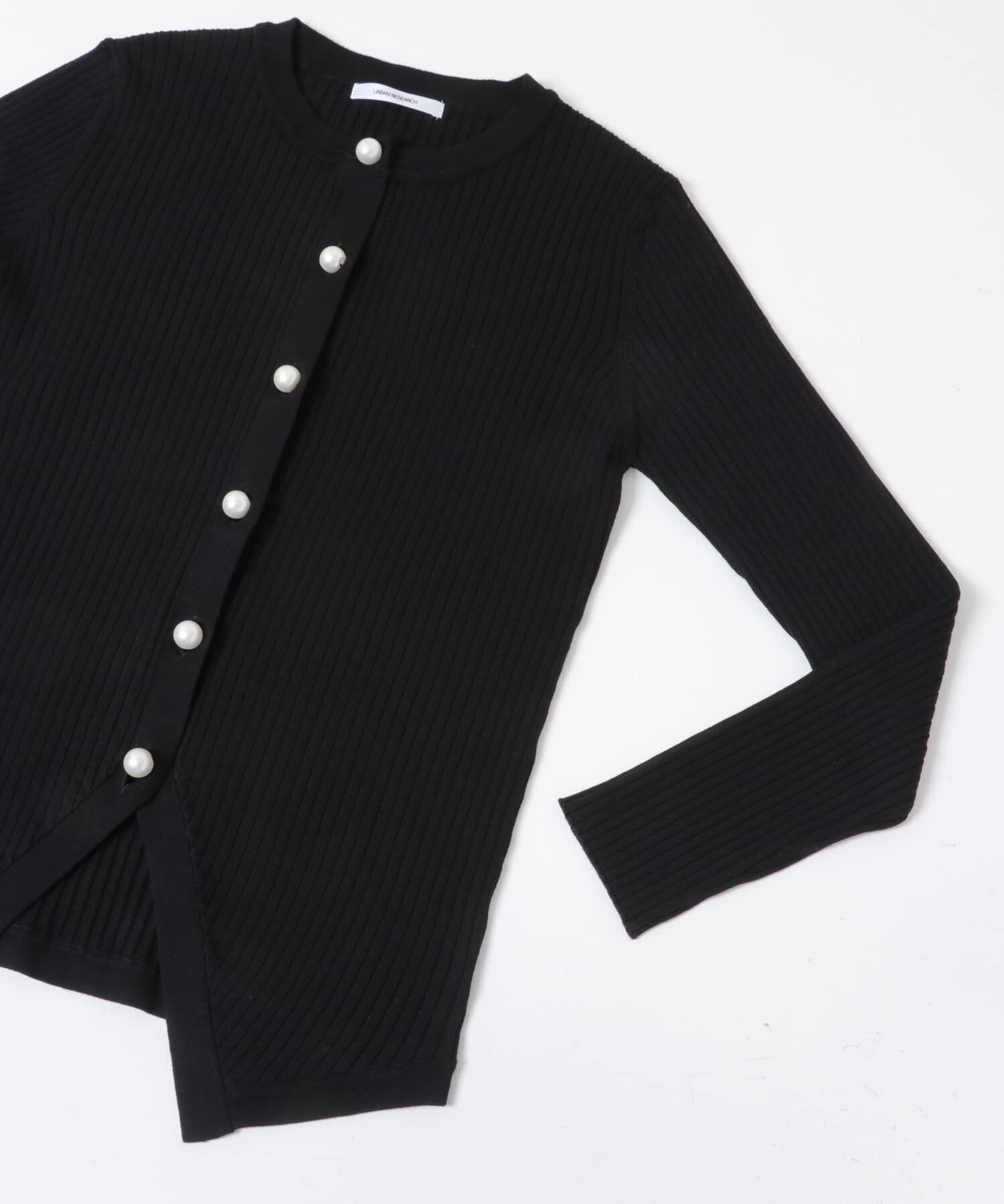 URBAN RESEARCH「『WEB限定』パールボタンワイドリブカーディガン」|カーディガン|