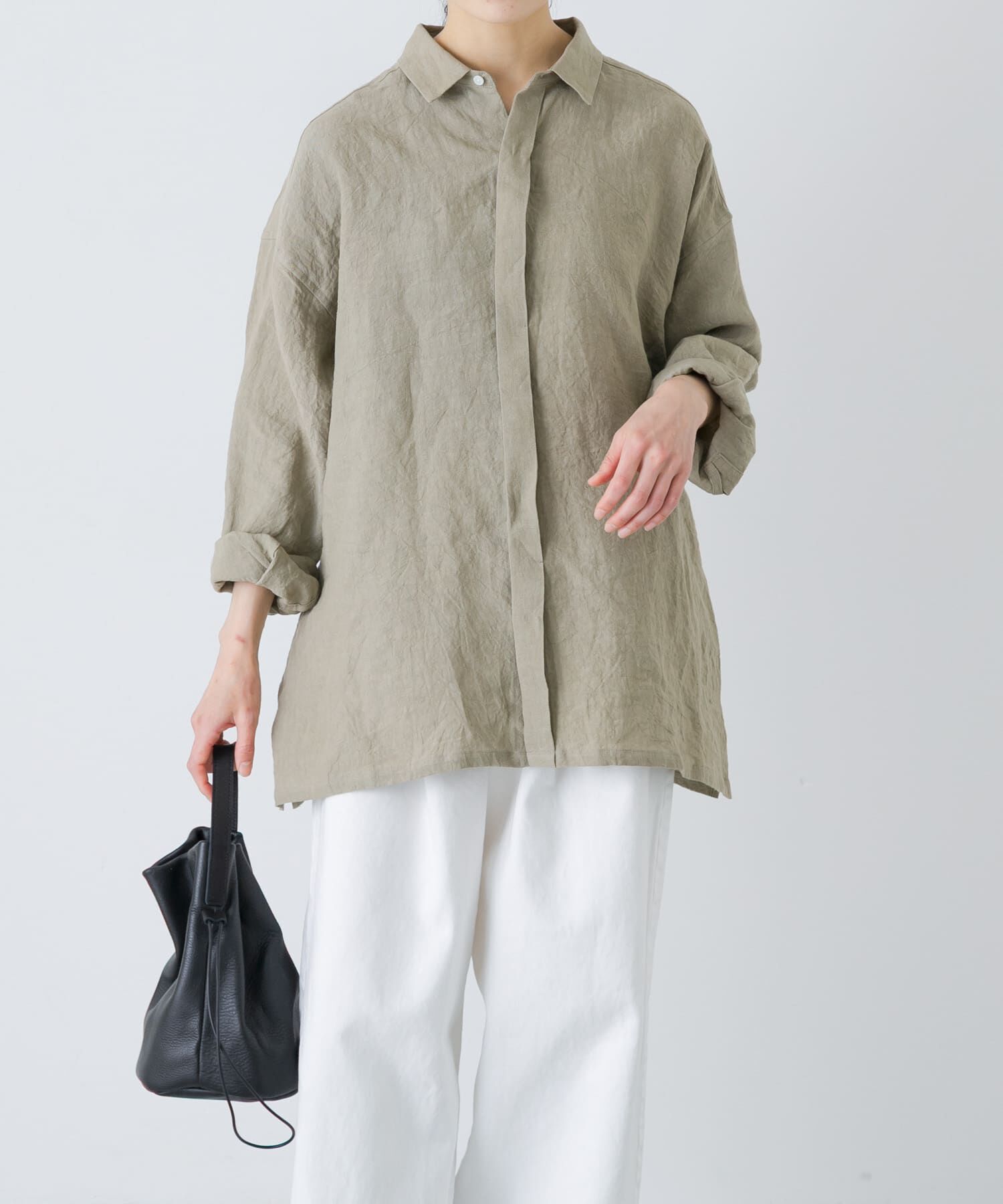 かぐれ「『ユニセックス』ドライリネンボックスシャツ」|シャツ・ブラウス|