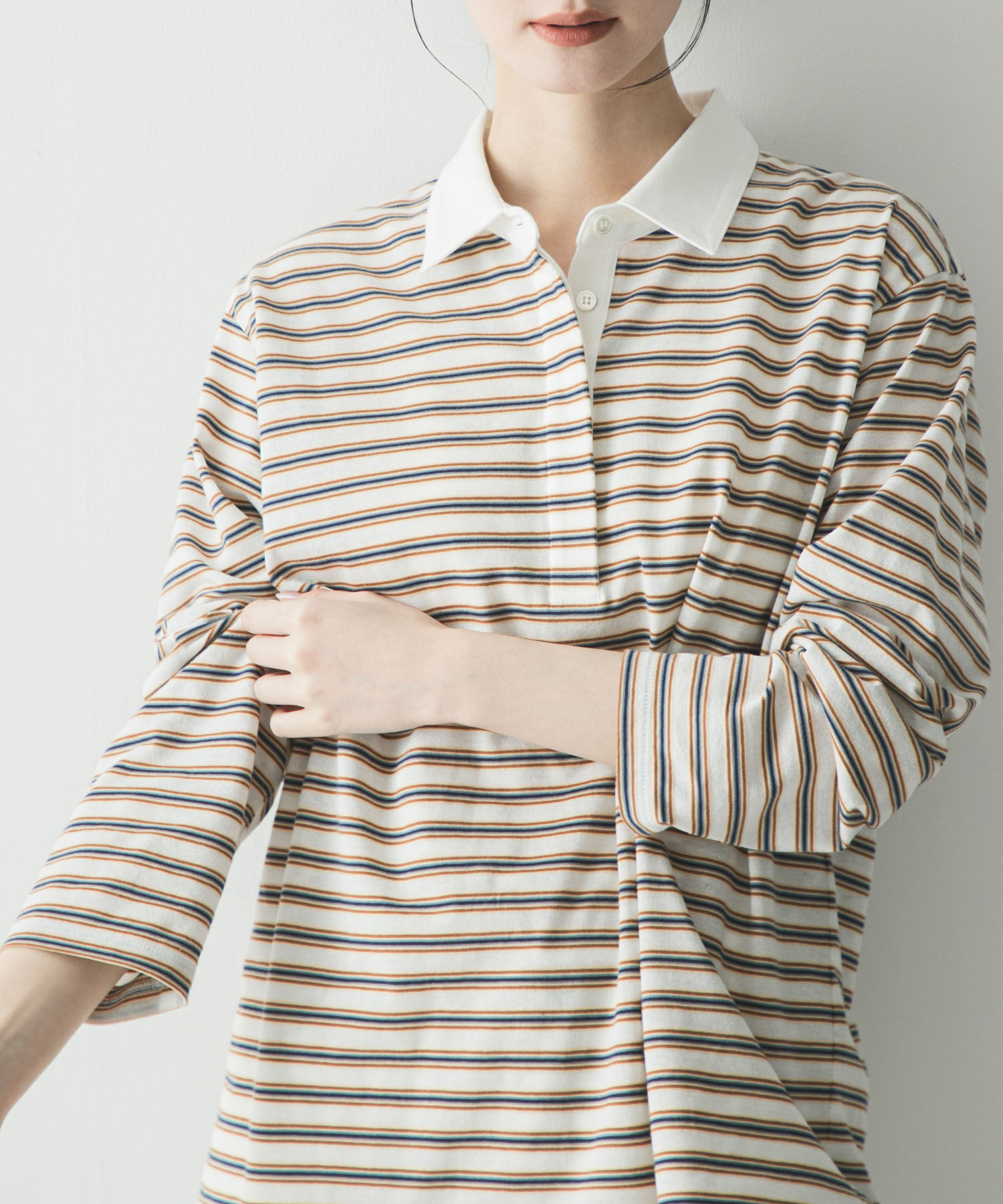 URBAN RESEARCH「シャツカラーマルチボーダーカットソー」|シャツ・ブラウス|