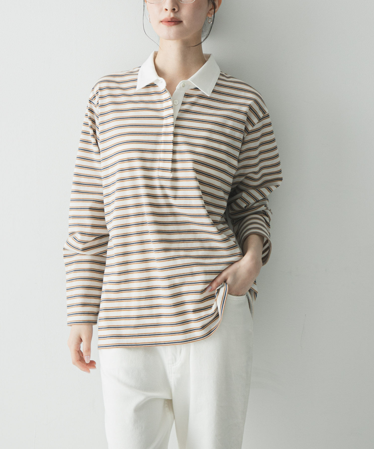 URBAN RESEARCH「シャツカラーマルチボーダーカットソー」|シャツ・ブラウス|