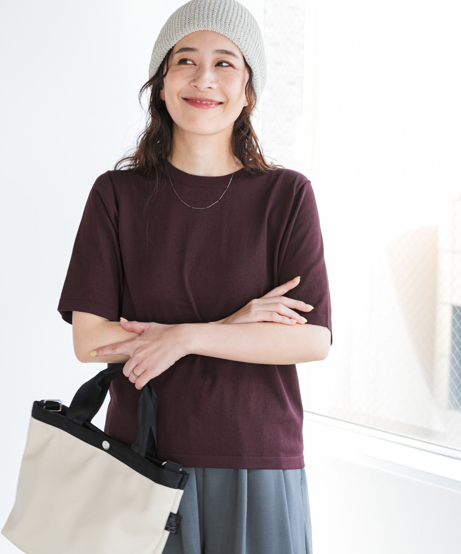 URBAN RESEARCH DOORS「『UR TECH』サマシェアニットハーフスリーブプルオーバー」|Tシャツ・カットソー|