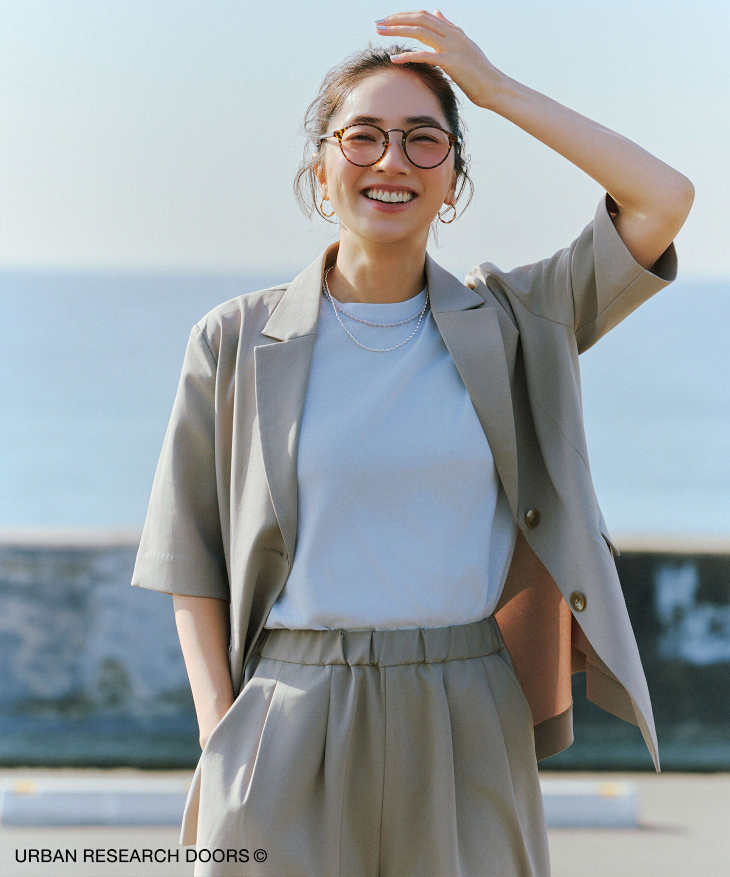 URBAN RESEARCH DOORS「『UR TECH』サマシェアニットハーフスリーブプルオーバー」|Tシャツ・カットソー|