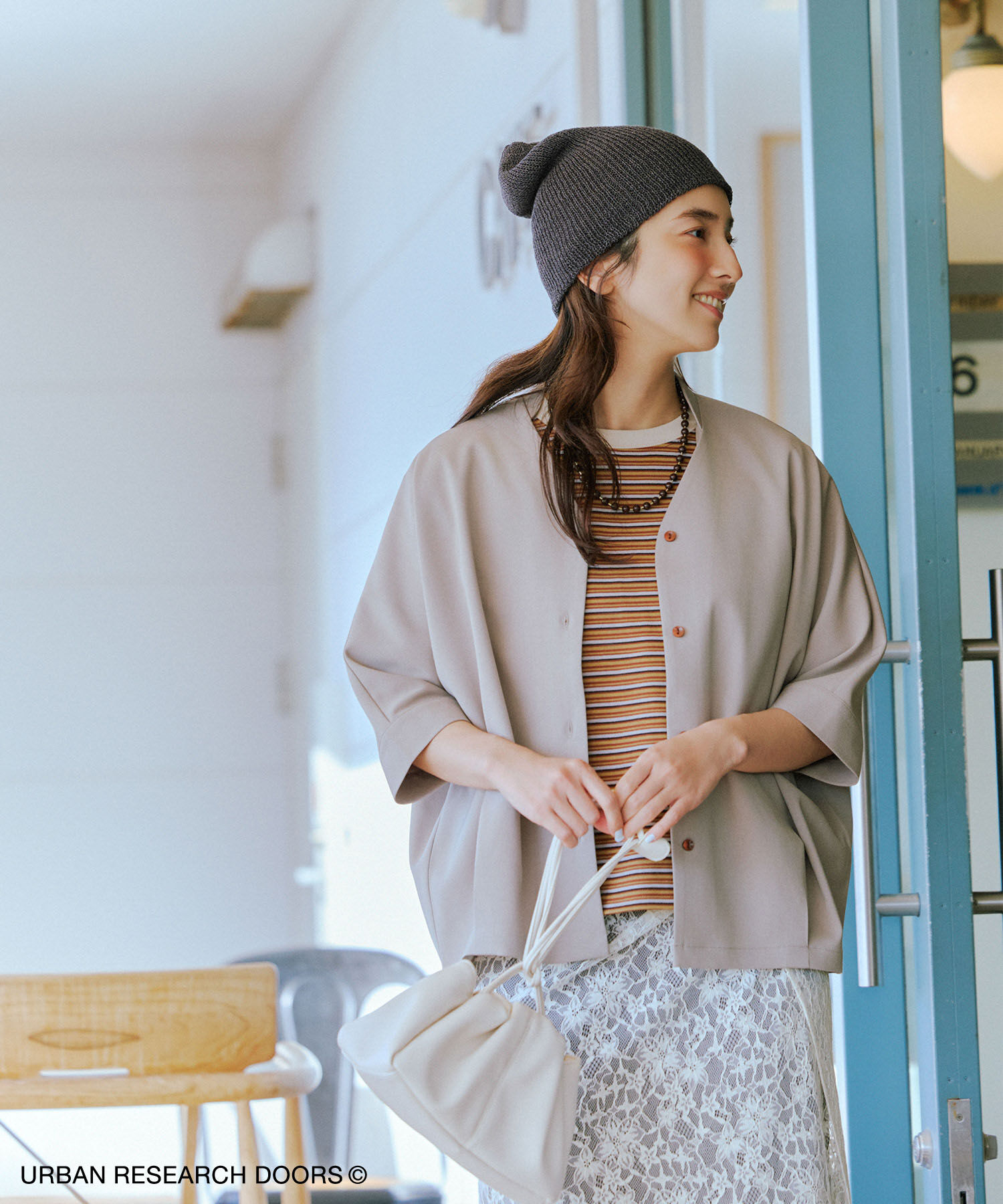 URBAN RESEARCH DOORS「『UR TECH』完声/涼ドルマン半袖シャツ」|シャツ・ブラウス|ベージュ