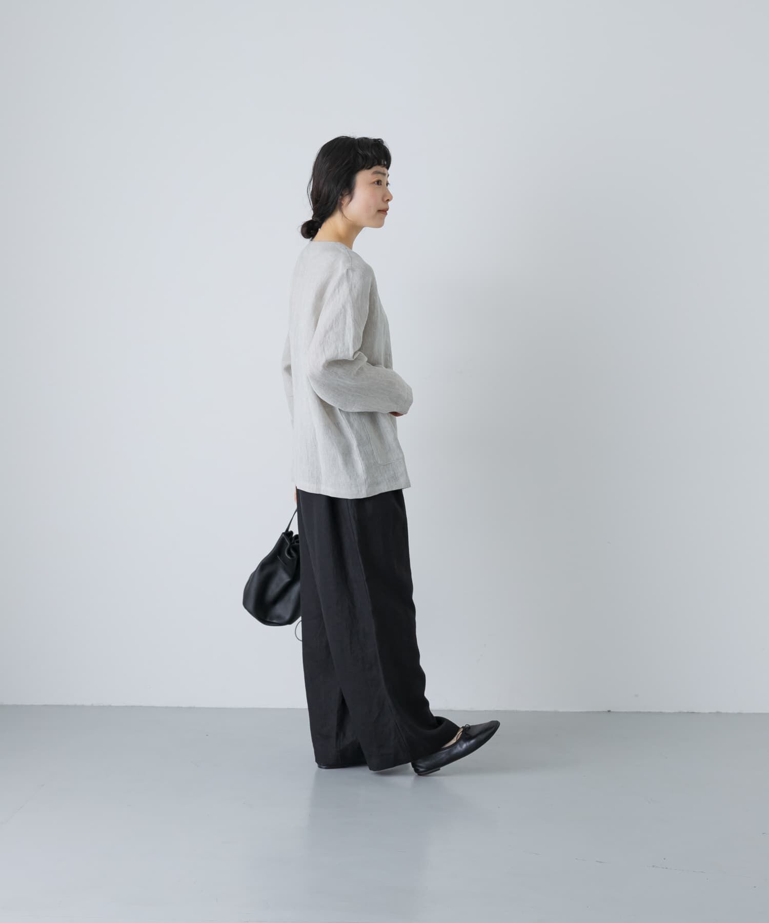 かぐれ「リネンカシュクールカーディガンジャケット」|ノーカラージャケット|