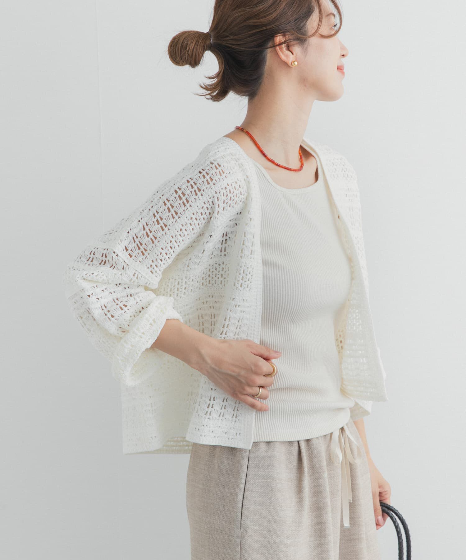 URBAN RESEARCH DOORS「クロシェニットカーディガン」|カーディガン|