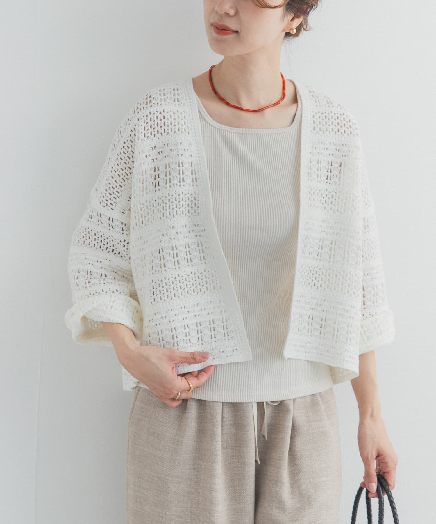 URBAN RESEARCH DOORS「クロシェニットカーディガン」|カーディガン|