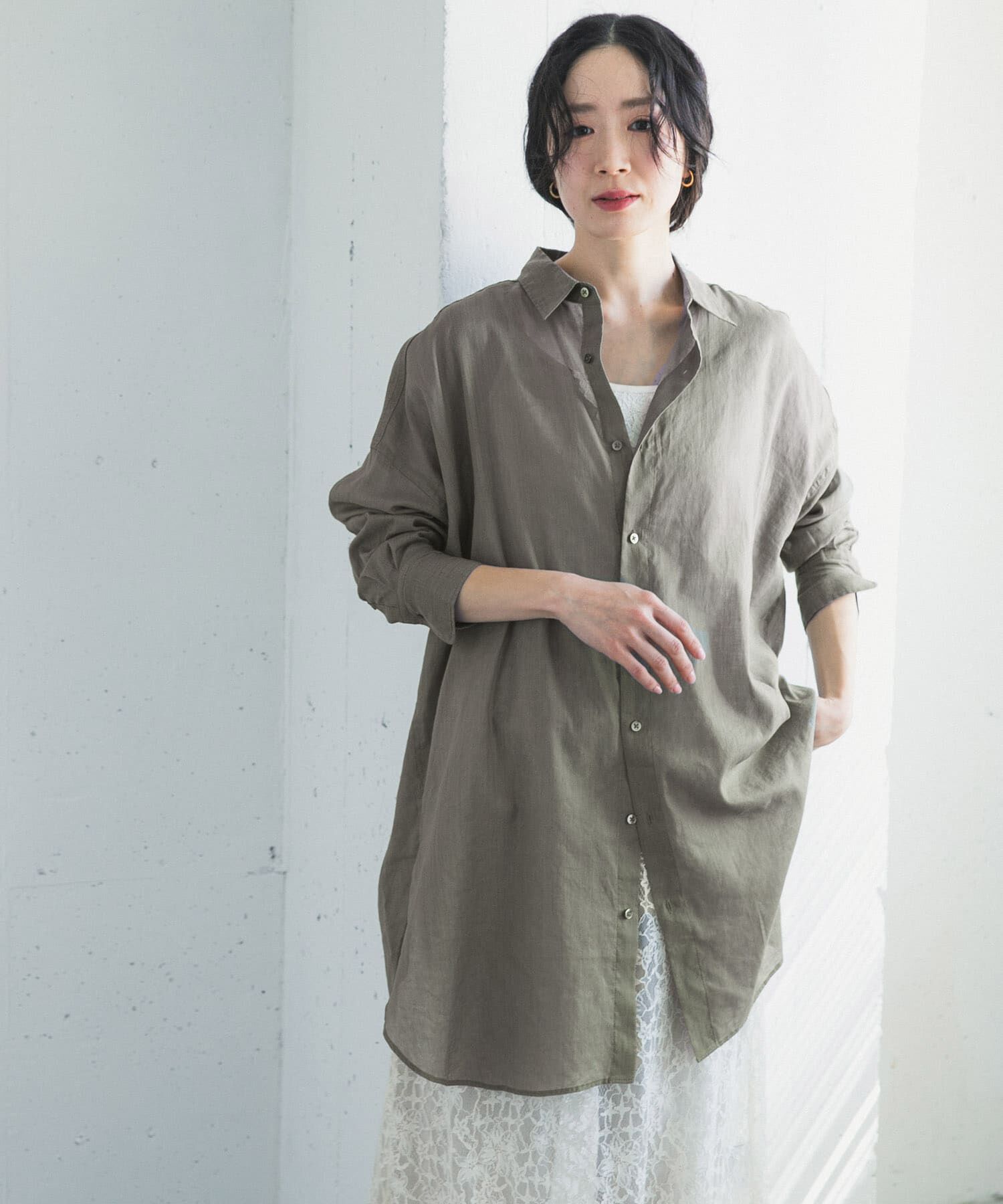 URBAN RESEARCH DOORS「『WEB/一部店舗限定カラー』ラミーコットンビックシャツ」|シャツ・ブラウス|ミント