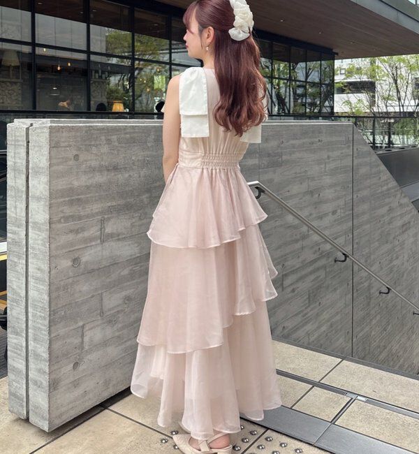  「【LouLoumei】肩リボンティアードロングワンピース」|その他|