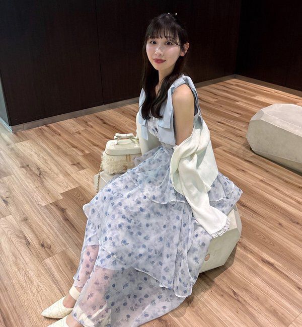  「【LouLoumei】肩リボンティアードロングワンピース」|その他|