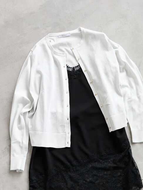 Te chichi「14G綿ポリクルーカーディガン」|カーディガン|シルバー