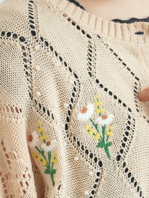 Samansa Mos2「ビーズ花刺繍カーディガン」|カーディガン|