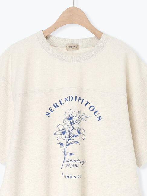Samansa Mos2「[接触冷感]ミニ裏毛切替フラワープリントTシャツ」|Tシャツ・カットソー|