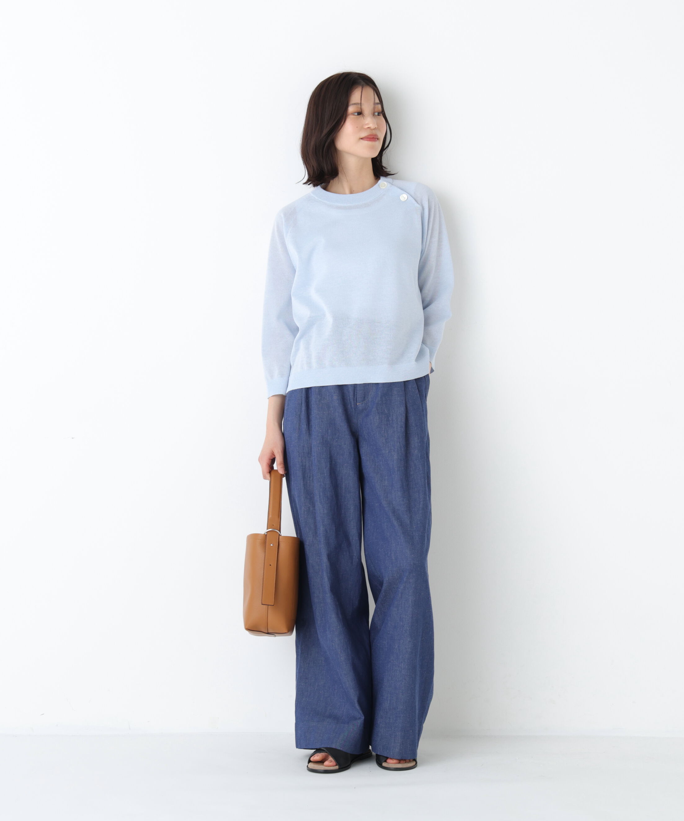  「◆綿麻ライトオンスデニムワイドパンツ」|その他|