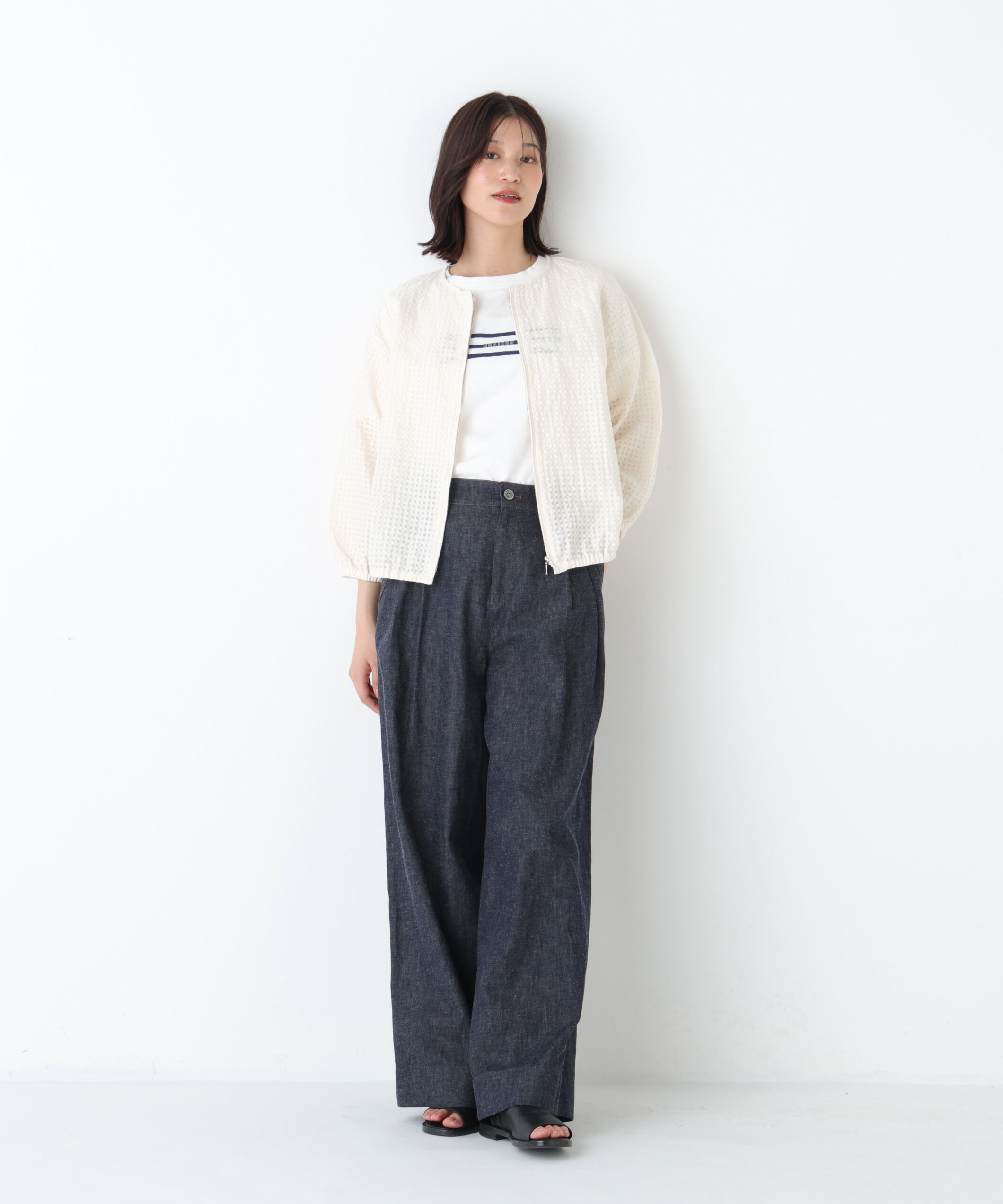  「◆綿麻ライトオンスデニムワイドパンツ」|その他|