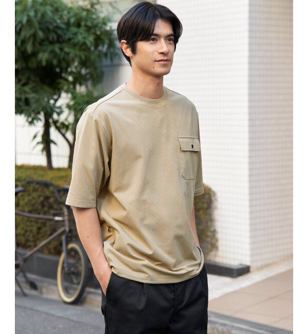 ikka「【吸水速乾】冷感メッシュ5分袖アウターT」|Tシャツ・カットソー|