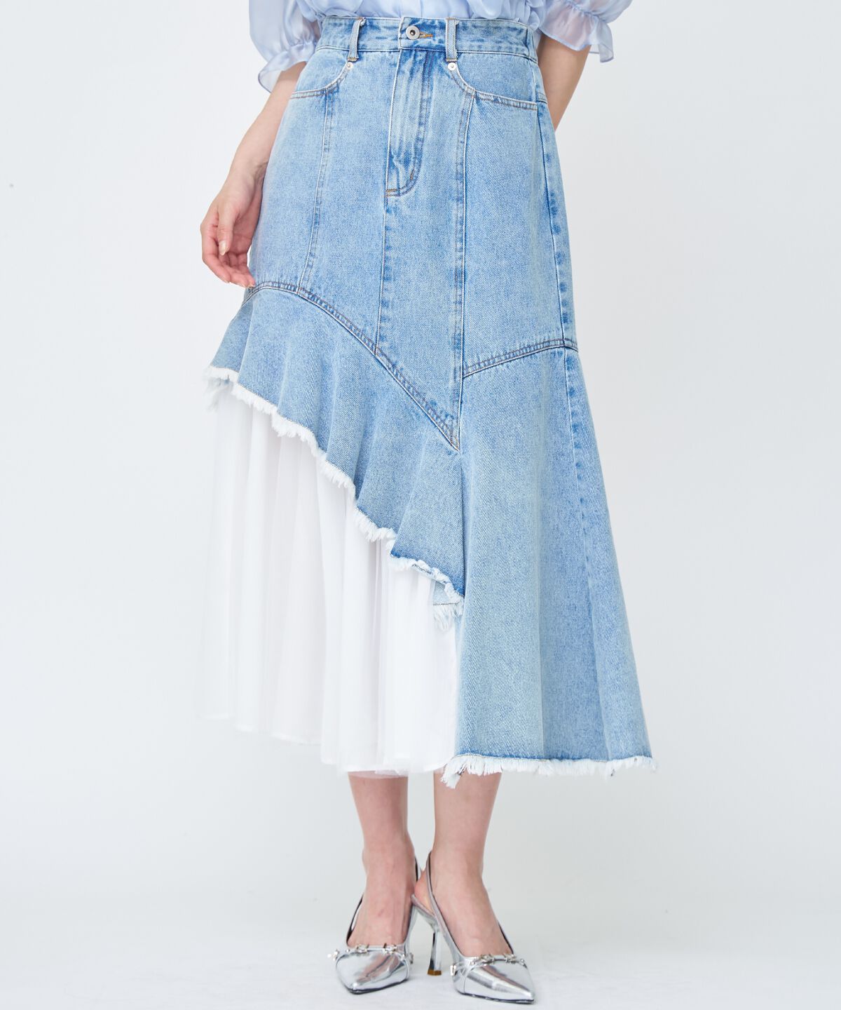 アンドクチュール「チュール切替デニムスカート」|スカート|