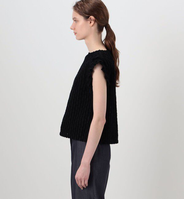 Ballsey「グリッドカットジャカード フリルフレンチブラウス」|シャツ・ブラウス|