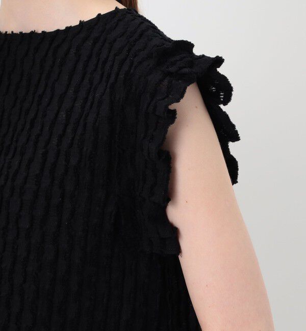 Ballsey「グリッドカットジャカード フリルフレンチブラウス」|シャツ・ブラウス|