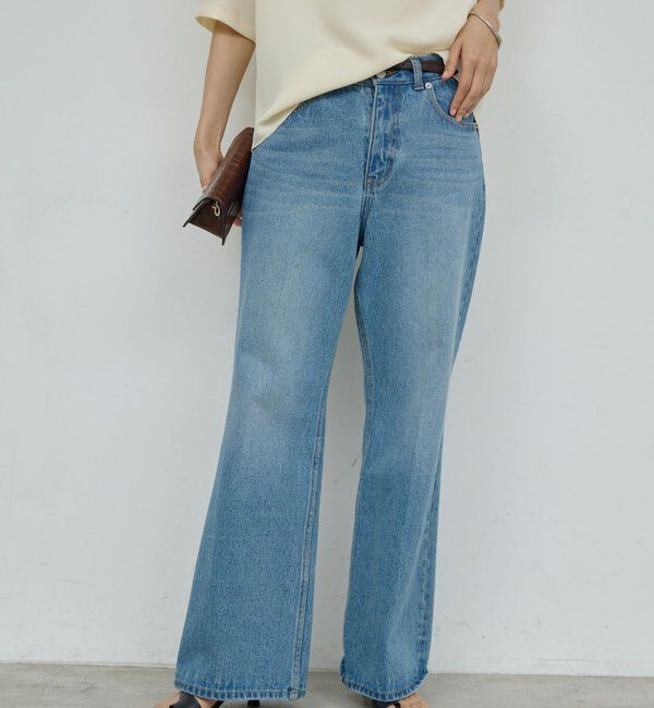  「センタークリースフレアデニム」|デニム|ブルー