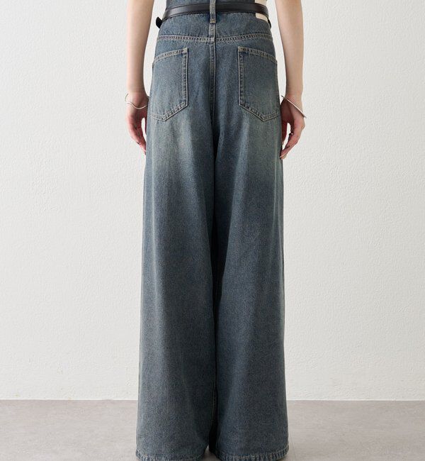  「ベルト付きカーブワイドデニム」|デニム|