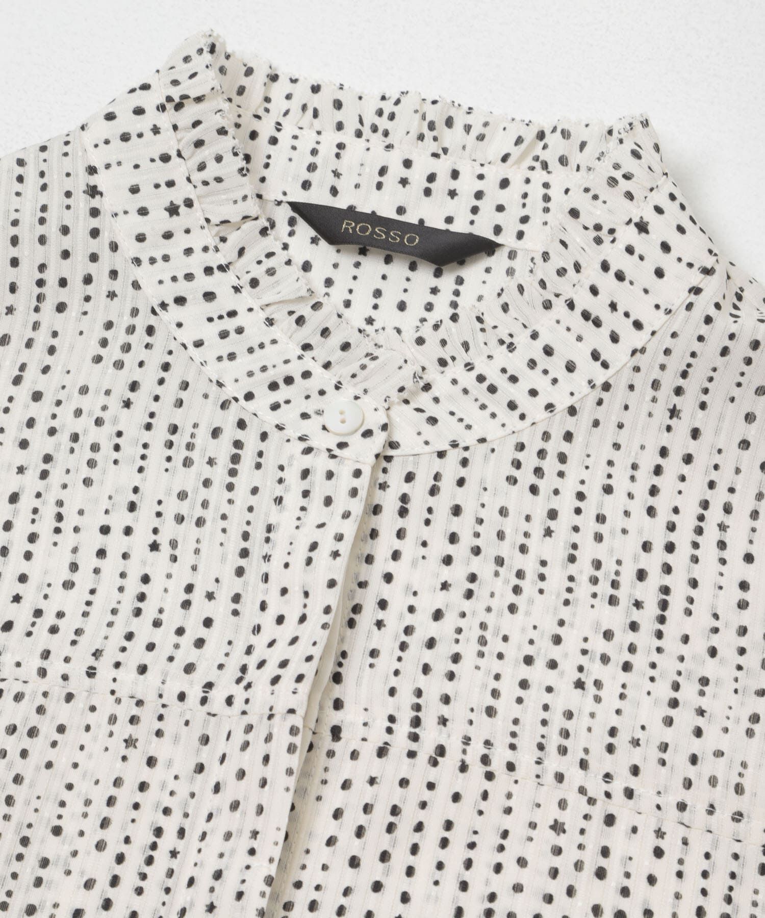 URBAN RESEARCH ROSSO「『WEB/一部店舗限定』ウォッシャブルドットフリルネックブラウス」|シャツ・ブラウス|