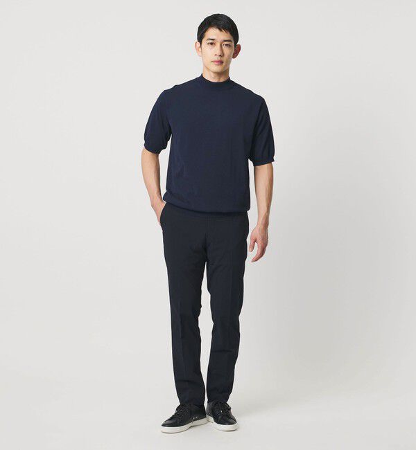 UNITED ARROWS「ショートスリーブ モックネック ニットTシャツ UA COZY ウォッシャブル 抗菌防臭」|Tシャツ・カットソー|