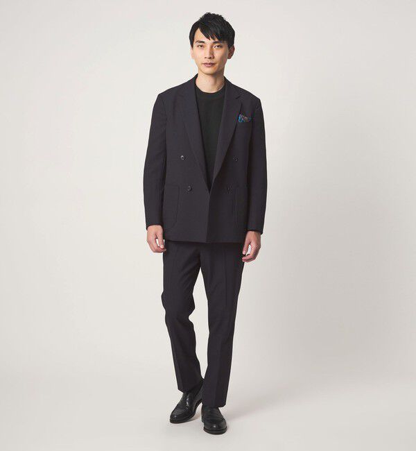 UNITED ARROWS green label relaxing「A+ ポリエステル シャークスキン ダブルブレスト 4B スタンダード セットアップ ジャケット -ウォッシャブ」|テーラードジャケット|