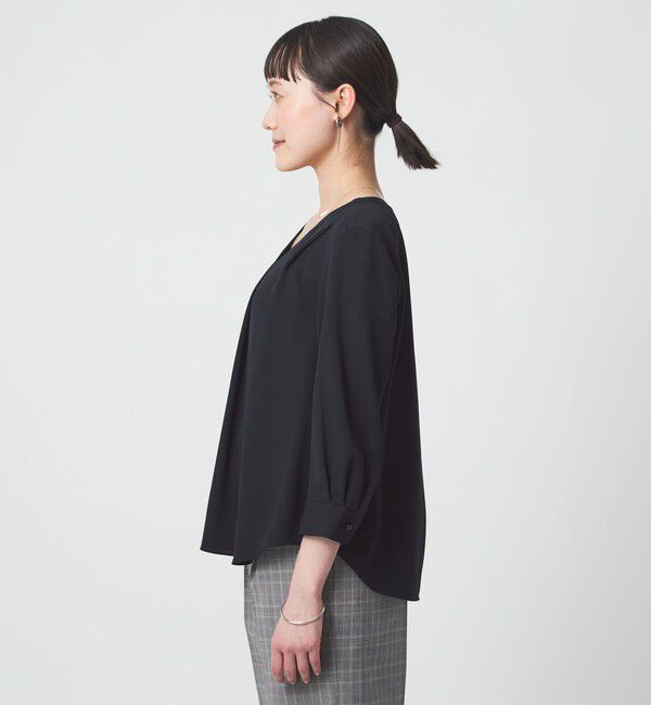 UNITED ARROWS green label relaxing「Vネック 7分袖 ブラウス マシンウォッシャブル」|シャツ・ブラウス|