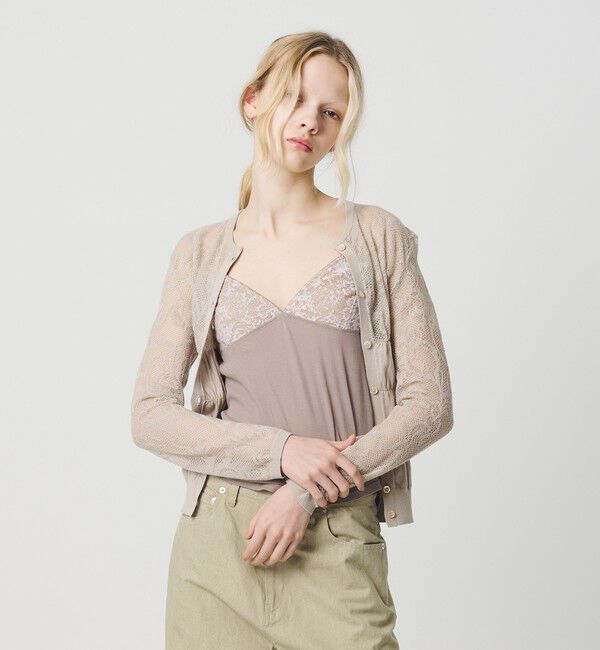 ATTISESSION「＜ATTISESSION＞レース ジャガード カーディガン」|カーディガン|BEIGE
