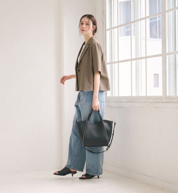 BEAUTY&YOUTH UNITED ARROWS「【WEB限定 Wardrobe DAILY MINIMAL】メランジ ハーフスリーブジャケット ウォッシャブル」|テーラードジャケット|