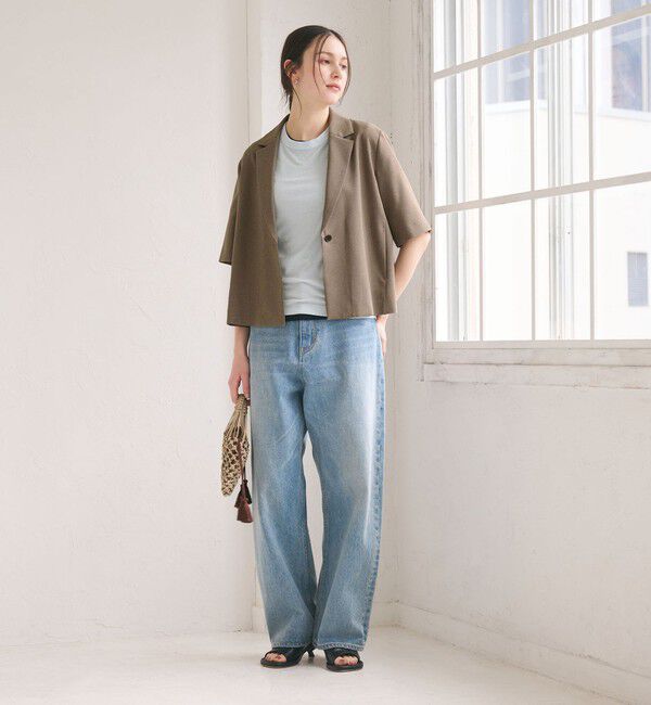 BEAUTY&YOUTH UNITED ARROWS「【WEB限定 Wardrobe DAILY MINIMAL】メランジ ハーフスリーブジャケット ウォッシャブル」|テーラードジャケット|